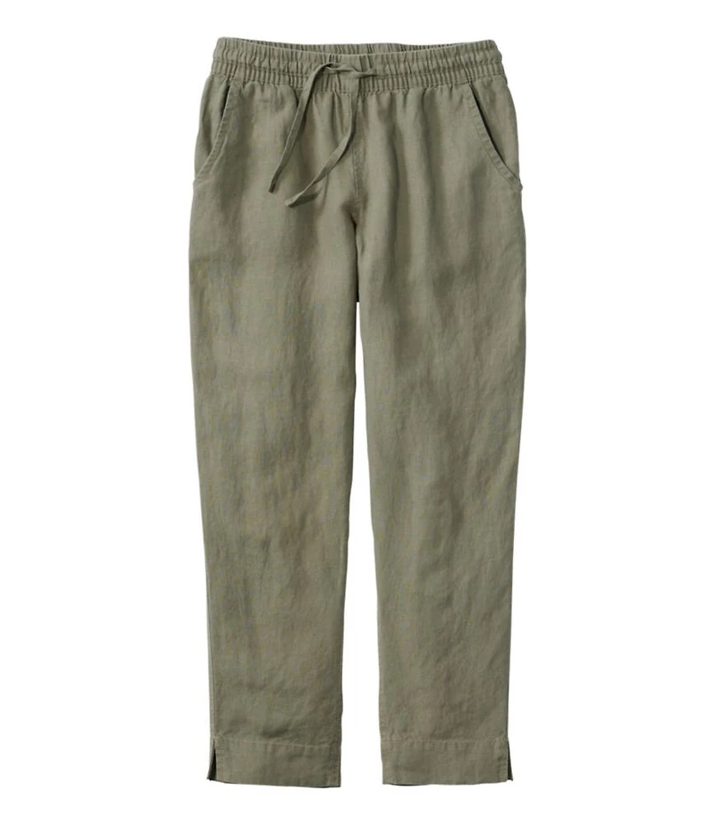Women's Premium Linen Pull-On Ankle Pants, Mid-Rise Tapered-Leg