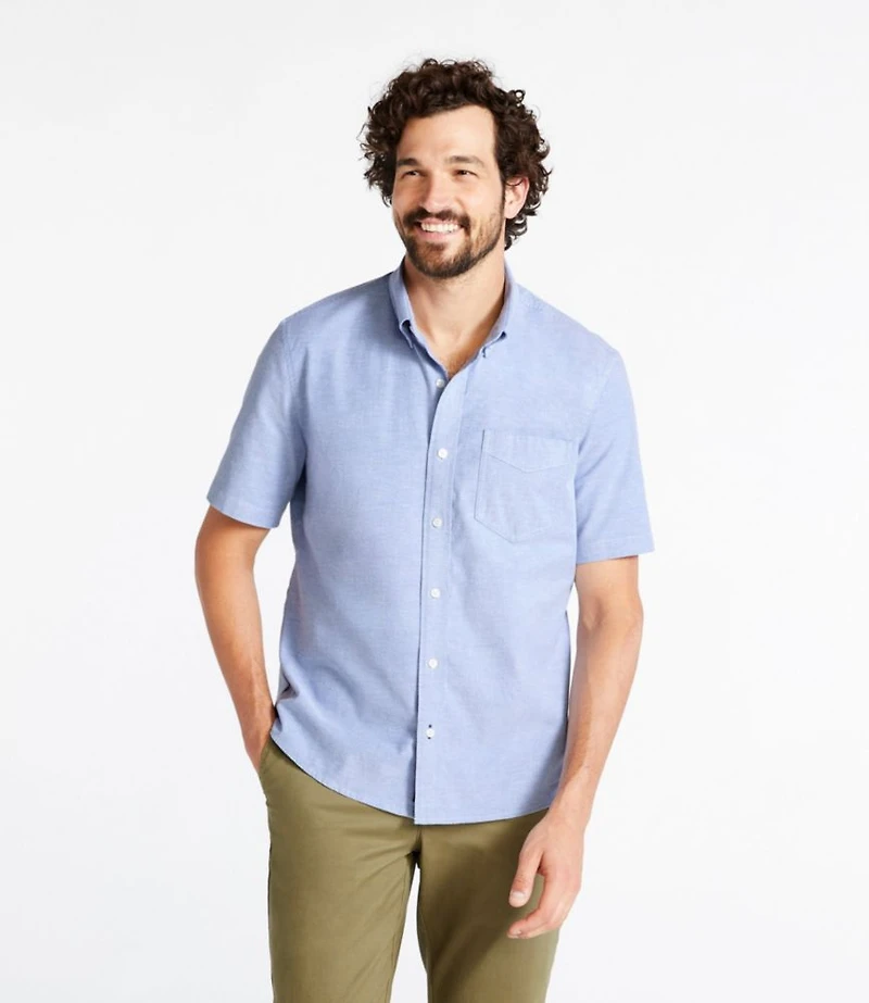 Men's Comfort Stretch® Oxford Shirt, Slightly Fitted Untucked Fit, Short-Sleeve
