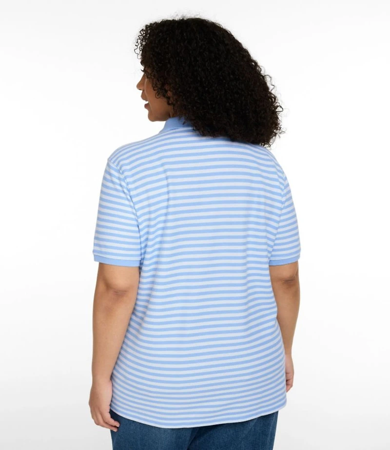 Women's Premium Double L Polo, Short-Sleeve Relaxed Fit Stripe