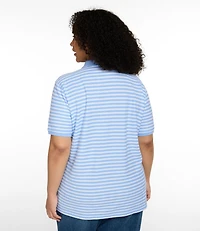 Women's Premium Double L Polo, Short-Sleeve Relaxed Fit Stripe