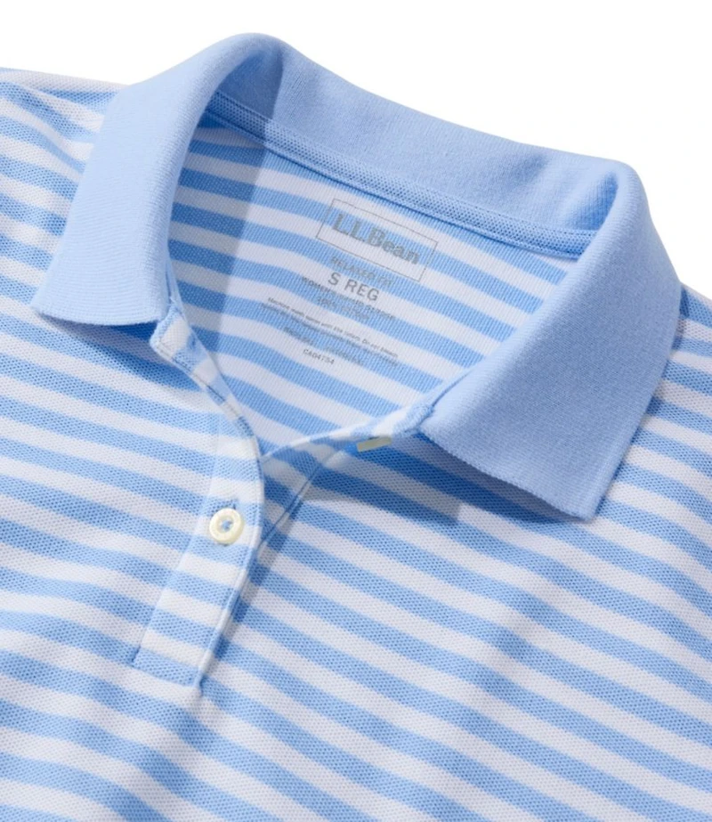 Women's Premium Double L Polo, Short-Sleeve Relaxed Fit Stripe