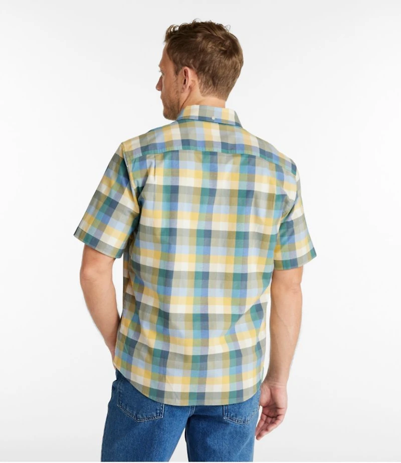 Men's Comfort Stretch® Oxford, Slightly Fitted Untucked Fit, Short-Sleeve, Plaid