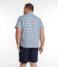 Men's Comfort Stretch® Oxford, Slightly Fitted Untucked Fit, Short-Sleeve, Plaid