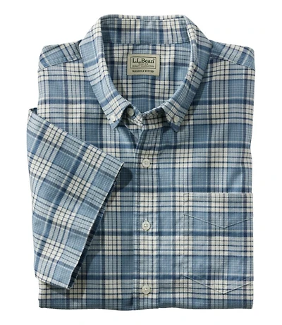 Men's Comfort Stretch® Oxford, Slightly Fitted Untucked Fit, Short-Sleeve, Plaid