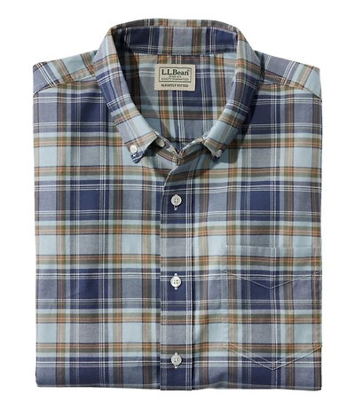 Men's Comfort Stretch® Oxford, Slightly Fitted Untucked Fit, Short-Sleeve, Plaid