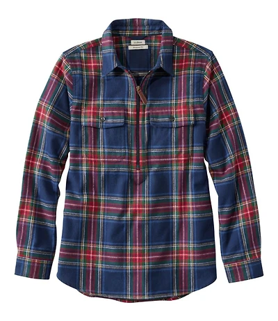 Women's Scotch Plaid Flannel Shirt, Quarter-Zip