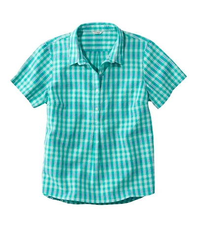Women's Vacationland Seersucker Shirt, Short-Sleeve Popover Plaid