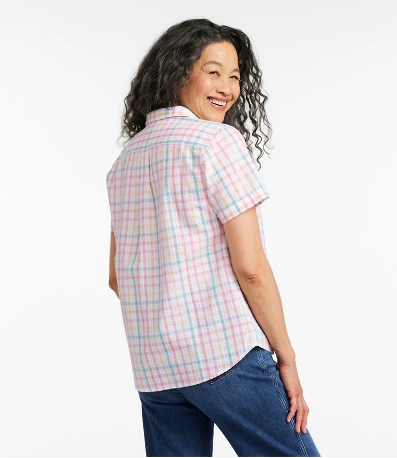 Women's Vacationland Seersucker Shirt, Short-Sleeve Popover Plaid