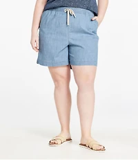 Women's Lakewashed Dock Shorts, Mid-Rise Chambray