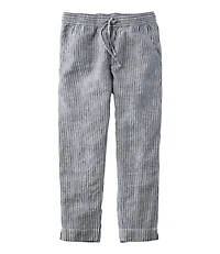 Women's Premium Linen Pull-On Ankle Pants, Mid-Rise Tapered-Leg Stripe