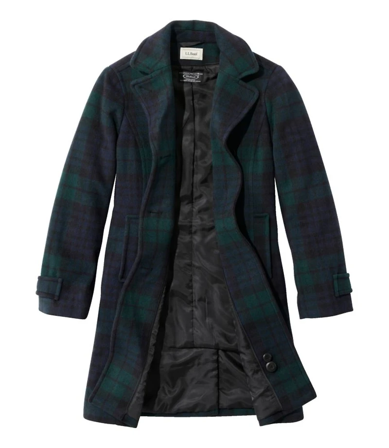 Women's Classic Lambswool Polo Coat, Three-Quarter, Pattern