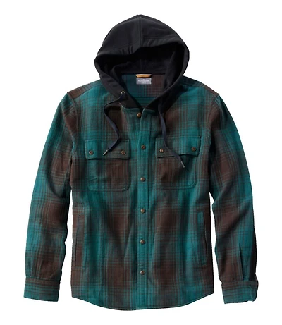 Men's Signature Heritage Textured Flannel, Hooded Shirt Jac, Plaid