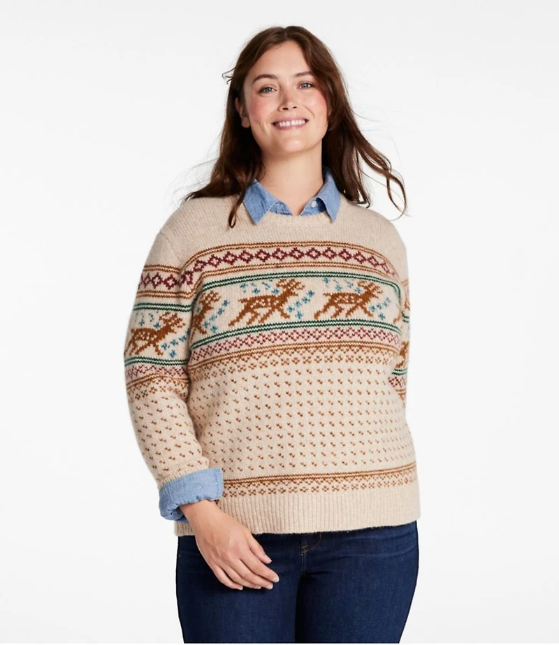 Women's Bean's Classic Ragg Wool Crewneck Intarsia Sweater