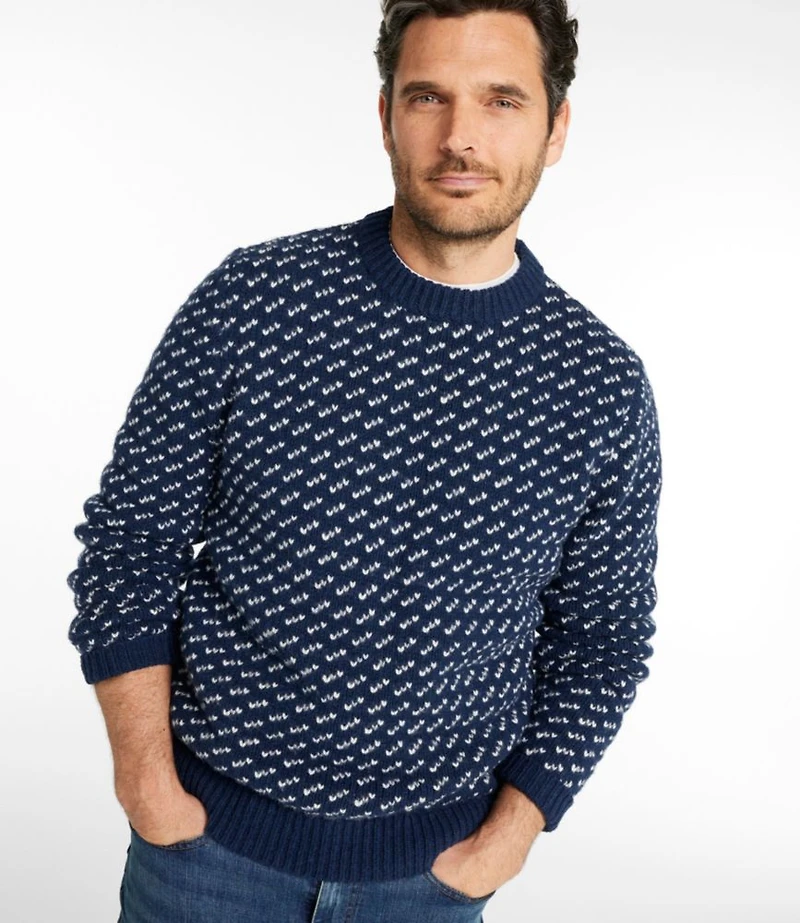 Men's Bean's Classic Ragg Wool Sweater, Crewneck, Bird's-Eye