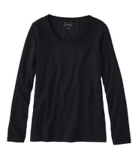 Women's Soft Stretch Supima-Blend Tee, Scoopneck Long-Sleeve