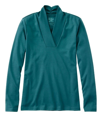 Women's Pima Cotton Tee, Shawl Long-Sleeve