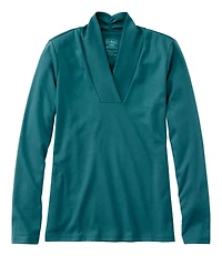 Women's Pima Cotton Tee, Shawl Long-Sleeve
