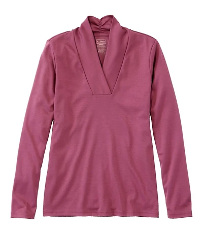 Women's Pima Cotton Tee, Shawl Long-Sleeve