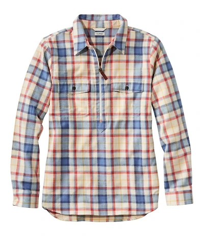 Women's Scotch Plaid Flannel Shirt, Quarter-Zip