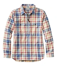 Women's Scotch Plaid Flannel Shirt, Quarter-Zip