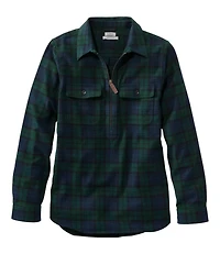 Women's Scotch Plaid Flannel Shirt, Quarter-Zip