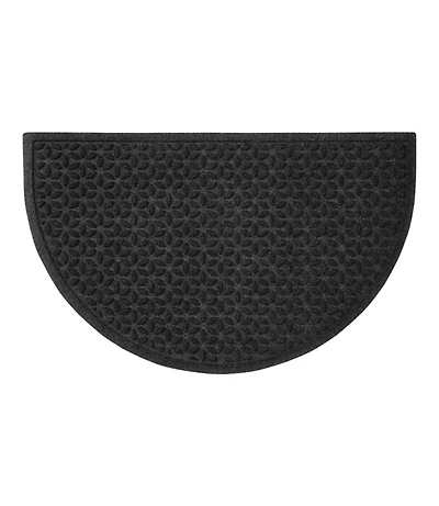 Heavyweight Recycled Waterhog Doormat, Half Round, Blooming Circles