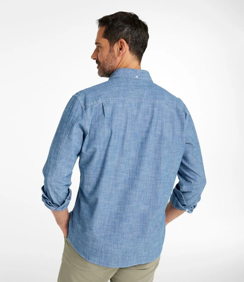Men's Comfort Stretch® Chambray Shirt, Long-Sleeve, Slightly Fitted Untucked Fit