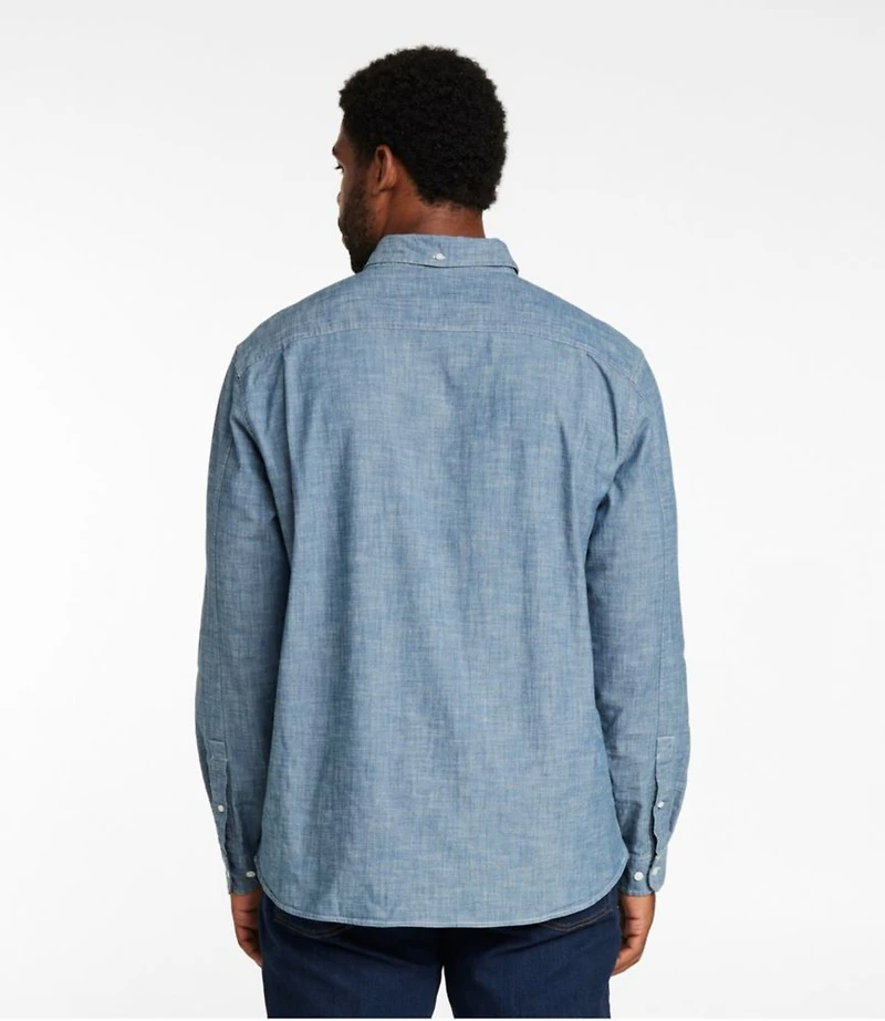 Men's Comfort Stretch® Chambray Shirt, Long-Sleeve, Slightly Fitted Untucked Fit