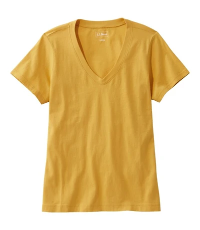 Women's Washed Cotton Tee, Short-Sleeve V-Neck