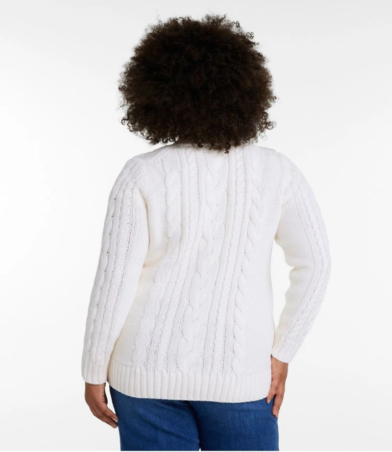 Women's Double L® Cable Sweater, Button-Front Cardigan