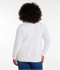 Women's Double L® Cable Sweater, Button-Front Cardigan