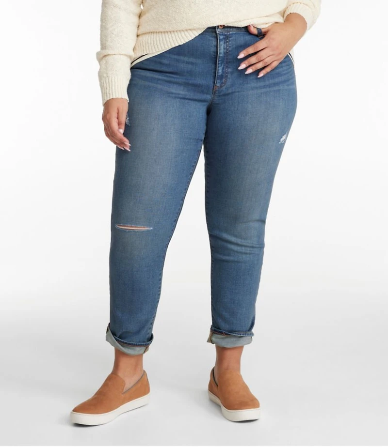Women's Signature Organic Denim Boyfriend Jeans, Low-Rise Straight-Leg