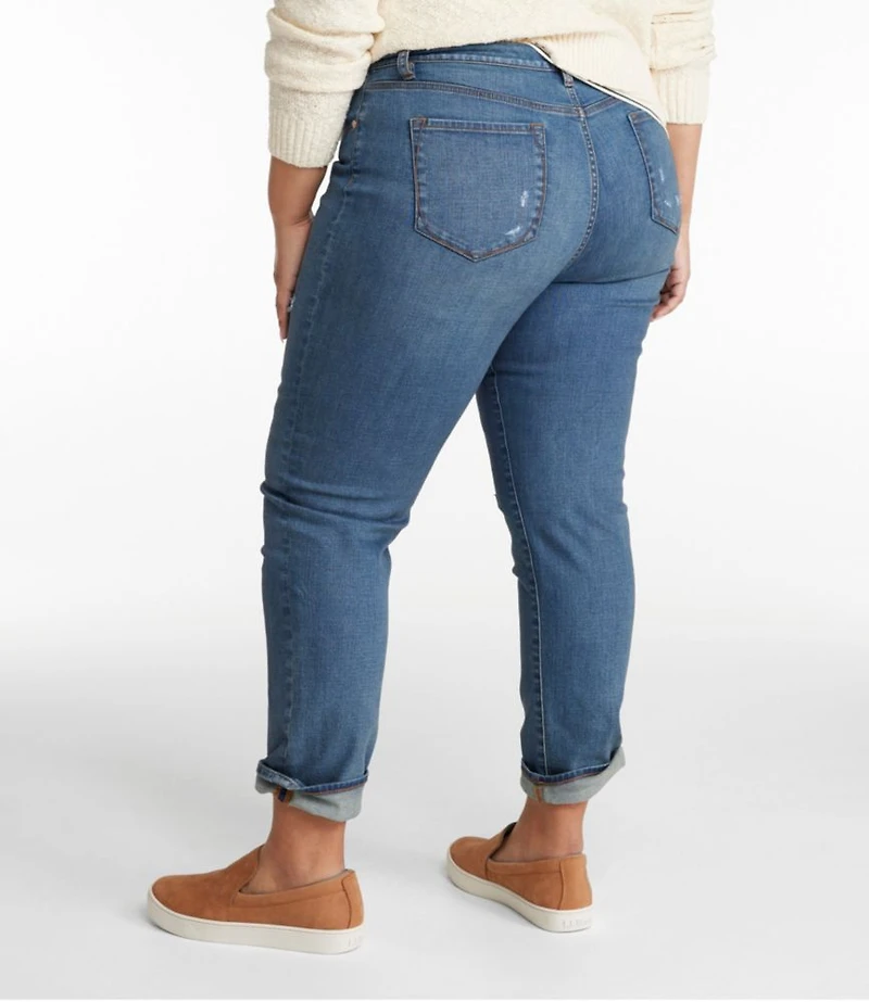 Women's Signature Organic Denim Boyfriend Jeans, Low-Rise Straight-Leg