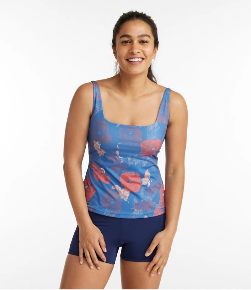 Women's New Currents Swimwear, Squareneck Tankini Top Print