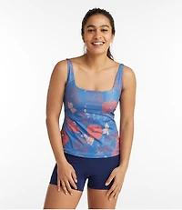 Women's New Currents Swimwear, Squareneck Tankini Top Print