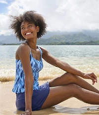 Women's New Currents Swimwear, Squareneck Tankini Top Print