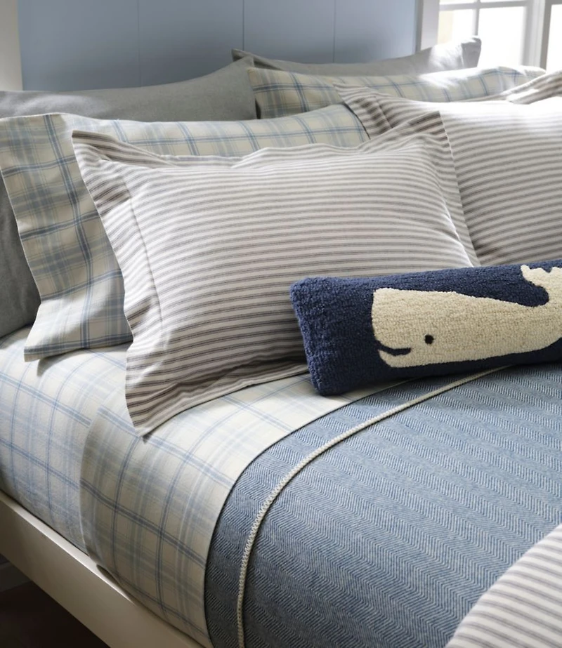 Wool Hooked Throw Pillow, Whale, 8" x 24"