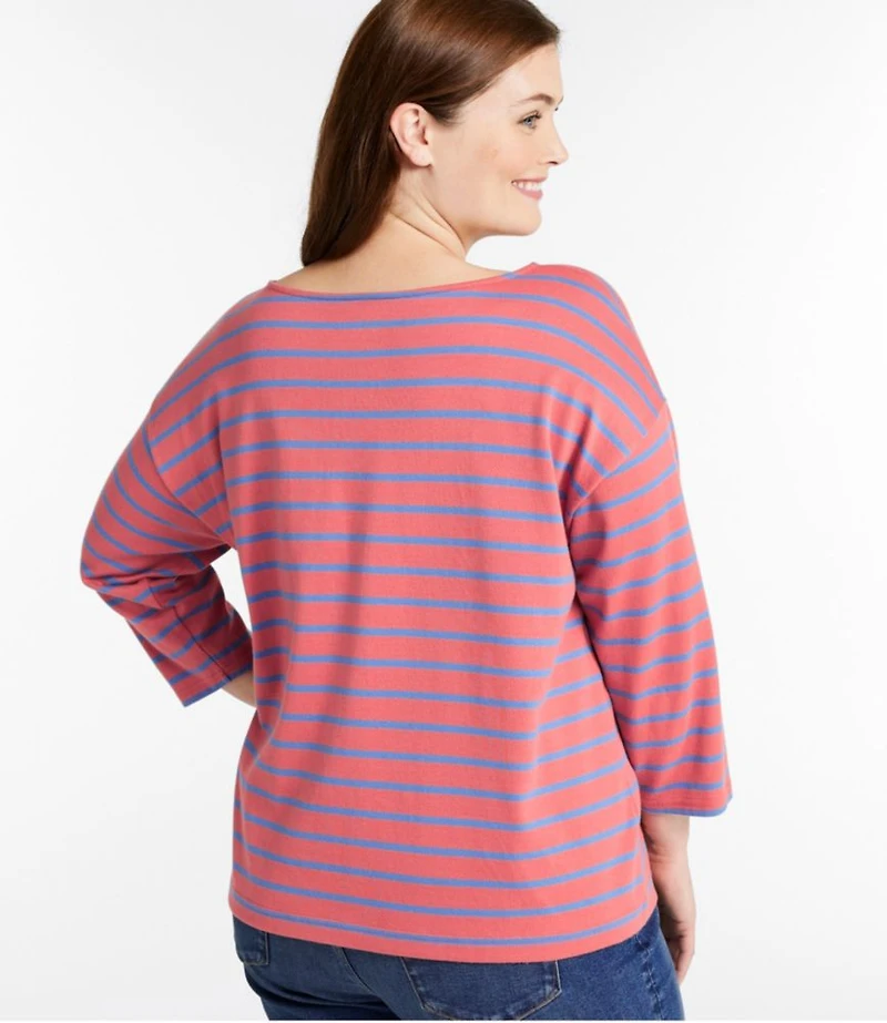 Women's Heritage Mariner Top, Boatneck Three-Quarter-Sleeve Stripe