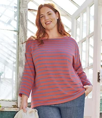 Women's Heritage Mariner Top, Boatneck Three-Quarter-Sleeve Stripe
