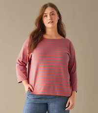 Women's Heritage Mariner Top, Boatneck Three-Quarter-Sleeve Stripe