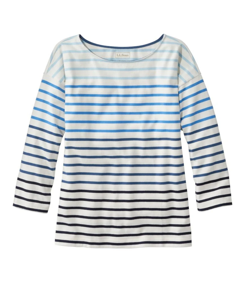 Women's Heritage Mariner Top, Boatneck Three-Quarter-Sleeve Stripe