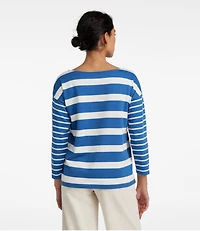 Women's Heritage Mariner Top, Boatneck Three-Quarter-Sleeve Blocked Stripe