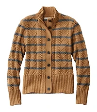 Women's Signature Cotton Fisherman Sweater, Short Cardigan Stripe