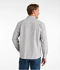 Men's Comfort Stretch Chambray Shirt, Long-Sleeve, Slightly Fitted Untucked Fit, Stripe