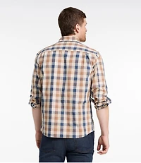 Men's Comfort Stretch® Chambray Shirt, Long-Sleeve, Slightly Fitted Untucked Fit, Plaid