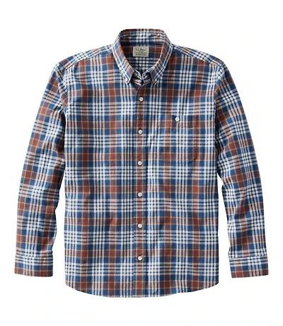 Men's Comfort Stretch® Chambray Shirt, Long-Sleeve, Slightly Fitted Untucked Fit, Plaid