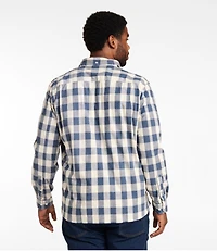 Men's Comfort Stretch® Chambray Shirt, Long-Sleeve, Slightly Fitted Untucked Fit, Plaid