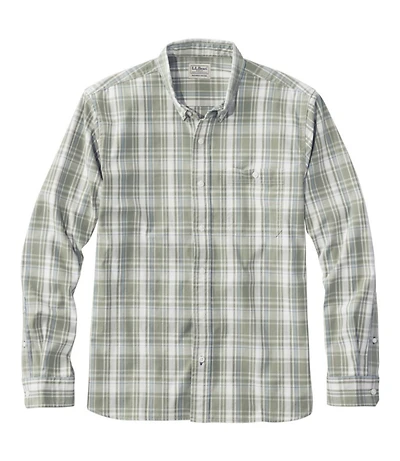 Men's Comfort Stretch® Chambray Shirt, Long-Sleeve, Slightly Fitted Untucked Fit, Plaid