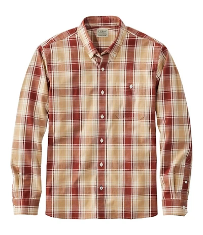 Men's Comfort Stretch® Chambray Shirt, Long-Sleeve, Slightly Fitted Untucked Fit, Plaid