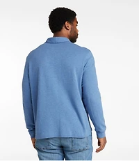 Men's Washed Cotton Double-Knit Polo, Long-Sleeve